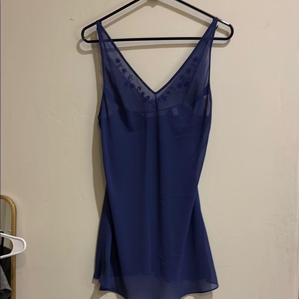 Elegant Blue Sheer V-Neck Top